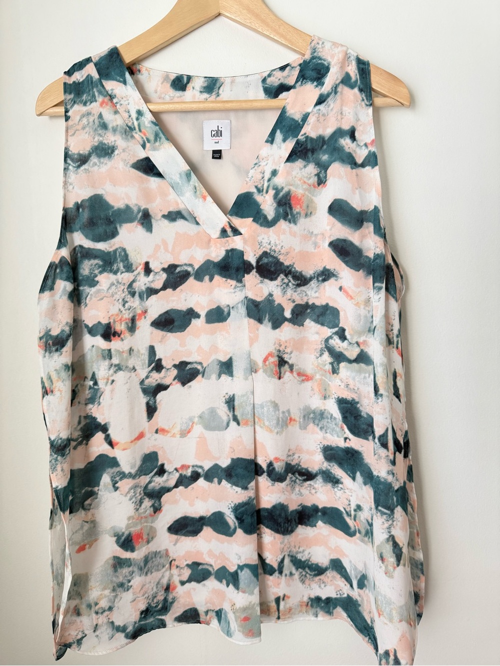 CAbi Gelato Watercolor Split Hem Layered Sleeveless Blouse Style 5035 Medium